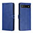 Leather Case Stands Flip Cover Holder H02X for Google Pixel 6a 5G Blue