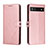 Leather Case Stands Flip Cover Holder H02X for Google Pixel 6a 5G Rose Gold