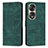 Leather Case Stands Flip Cover Holder H02X for Huawei Honor 70 Pro 5G Green