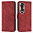 Leather Case Stands Flip Cover Holder H02X for Huawei Honor 70 Pro 5G Red