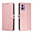 Leather Case Stands Flip Cover Holder H02X for Motorola Moto Edge 30 Lite 5G Rose Gold