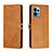 Leather Case Stands Flip Cover Holder H02X for Motorola Moto Edge 40 Pro 5G Light Brown