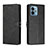 Leather Case Stands Flip Cover Holder H02X for Motorola Moto G 5G (2023) Black