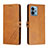 Leather Case Stands Flip Cover Holder H02X for Motorola Moto G 5G (2023) Light Brown