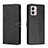 Leather Case Stands Flip Cover Holder H02X for Motorola Moto G53j 5G Black