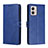 Leather Case Stands Flip Cover Holder H02X for Motorola Moto G53j 5G Blue