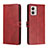 Leather Case Stands Flip Cover Holder H02X for Motorola Moto G53j 5G Red