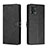 Leather Case Stands Flip Cover Holder H02X for Motorola Moto G72 Black