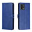 Leather Case Stands Flip Cover Holder H02X for Motorola Moto G72 Blue