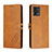 Leather Case Stands Flip Cover Holder H02X for Motorola Moto G72 Light Brown