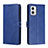 Leather Case Stands Flip Cover Holder H02X for Motorola Moto G73 5G Blue