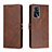 Leather Case Stands Flip Cover Holder H02X for Oppo A53s 5G