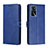 Leather Case Stands Flip Cover Holder H02X for Oppo A53s 5G Blue