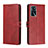 Leather Case Stands Flip Cover Holder H02X for Oppo A53s 5G Red