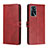 Leather Case Stands Flip Cover Holder H02X for Oppo A55 5G Red