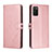 Leather Case Stands Flip Cover Holder H02X for Samsung Galaxy A02s Rose Gold