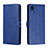 Leather Case Stands Flip Cover Holder H02X for Samsung Galaxy A03 Core Blue