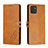 Leather Case Stands Flip Cover Holder H02X for Samsung Galaxy A03 Light Brown