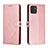 Leather Case Stands Flip Cover Holder H02X for Samsung Galaxy A03 Rose Gold