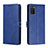 Leather Case Stands Flip Cover Holder H02X for Samsung Galaxy A03s Blue