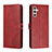 Leather Case Stands Flip Cover Holder H02X for Samsung Galaxy A04s Red