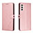 Leather Case Stands Flip Cover Holder H02X for Samsung Galaxy A04s Rose Gold