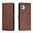 Leather Case Stands Flip Cover Holder H02X for Samsung Galaxy A13 4G Brown