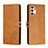 Leather Case Stands Flip Cover Holder H02X for Samsung Galaxy A13 4G Light Brown