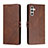 Leather Case Stands Flip Cover Holder H02X for Samsung Galaxy A13 5G Brown