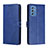 Leather Case Stands Flip Cover Holder H02X for Samsung Galaxy M52 5G Blue