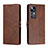 Leather Case Stands Flip Cover Holder H02X for Xiaomi Mi 12T Pro 5G Brown