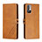 Leather Case Stands Flip Cover Holder H02X for Xiaomi POCO M3 Pro 5G Light Brown