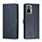 Leather Case Stands Flip Cover Holder H02X for Xiaomi Poco M5S Blue