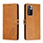 Leather Case Stands Flip Cover Holder H02X for Xiaomi Poco X4 NFC Light Brown