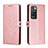 Leather Case Stands Flip Cover Holder H02X for Xiaomi Redmi 10 (2022) Rose Gold