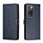 Leather Case Stands Flip Cover Holder H02X for Xiaomi Redmi 10 4G Blue