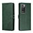 Leather Case Stands Flip Cover Holder H02X for Xiaomi Redmi 10 4G Green