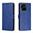 Leather Case Stands Flip Cover Holder H02X for Xiaomi Redmi 10 India Blue