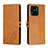 Leather Case Stands Flip Cover Holder H02X for Xiaomi Redmi 10 India Light Brown