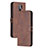 Leather Case Stands Flip Cover Holder H02X for Xiaomi Redmi 9 Brown