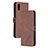 Leather Case Stands Flip Cover Holder H02X for Xiaomi Redmi 9A Brown