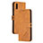 Leather Case Stands Flip Cover Holder H02X for Xiaomi Redmi 9A Light Brown
