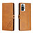 Leather Case Stands Flip Cover Holder H02X for Xiaomi Redmi Note 10 Pro 4G Light Brown