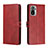 Leather Case Stands Flip Cover Holder H02X for Xiaomi Redmi Note 10S 4G Red