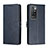 Leather Case Stands Flip Cover Holder H02X for Xiaomi Redmi Note 11 4G (2021) Blue