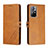 Leather Case Stands Flip Cover Holder H02X for Xiaomi Redmi Note 11 5G Light Brown
