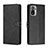 Leather Case Stands Flip Cover Holder H02X for Xiaomi Redmi Note 11 SE India 4G Black