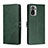 Leather Case Stands Flip Cover Holder H02X for Xiaomi Redmi Note 11 SE India 4G Green