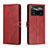 Leather Case Stands Flip Cover Holder H02X for Xiaomi Redmi Note 11E Pro 5G Red