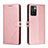 Leather Case Stands Flip Cover Holder H02X for Xiaomi Redmi Note 11S 4G Rose Gold